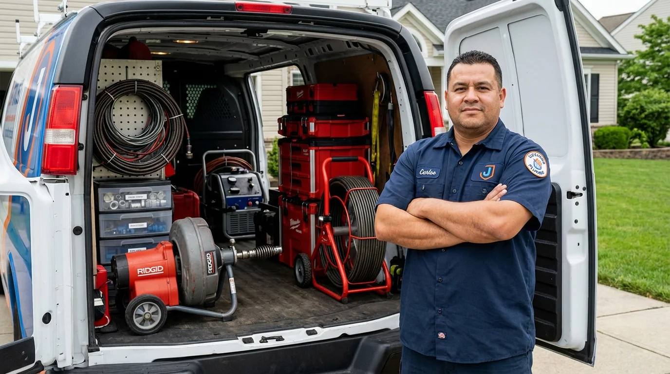 Professional drain cleaning equipment and Johns Plumbing LLC plumber in Jarrell
