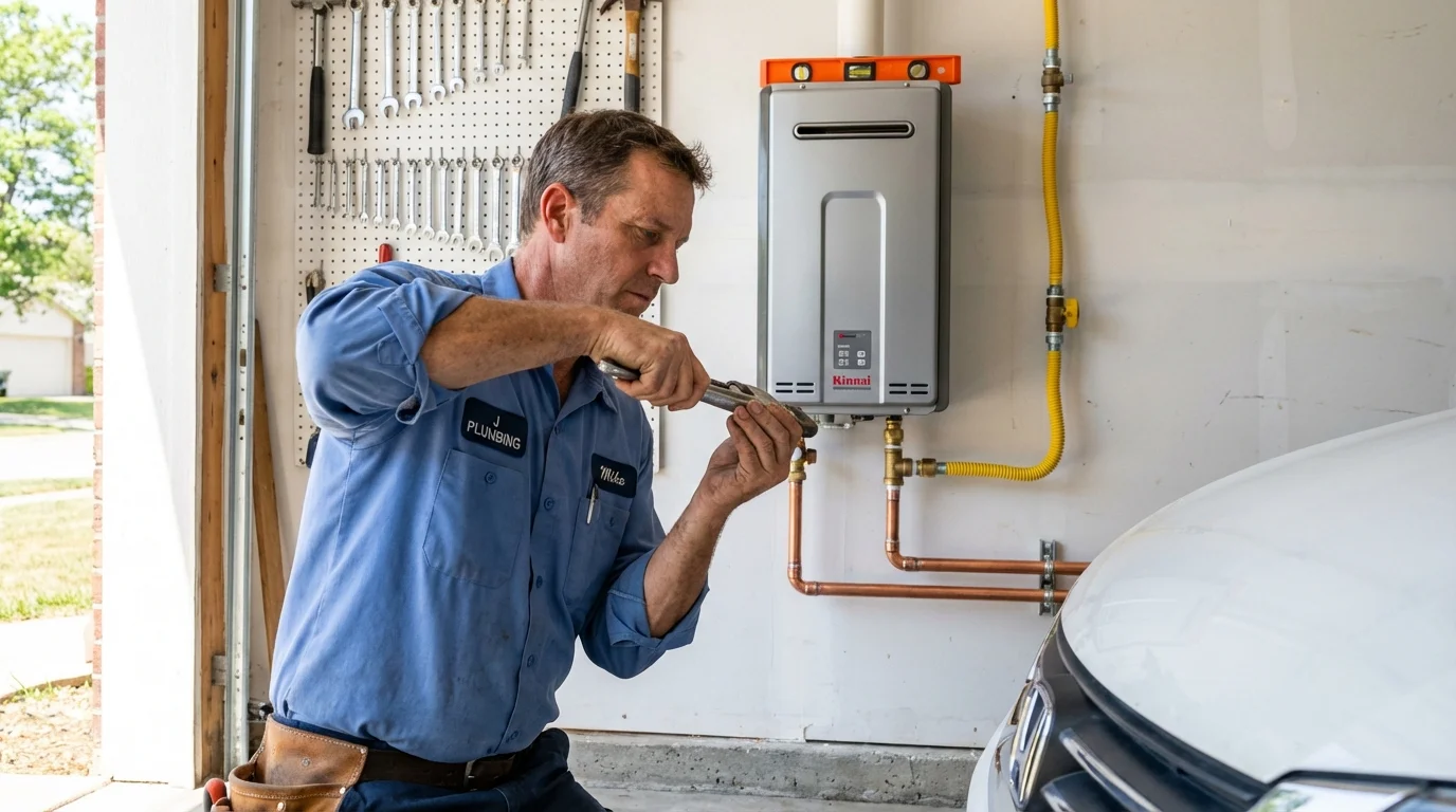 Tankless water heater installation by a Johns Plumbing LLC plumber in Jarrell